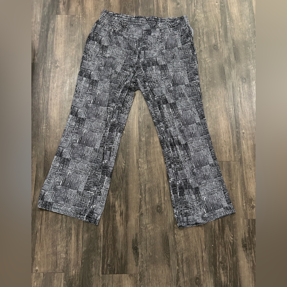 Premise Black & White Textured Stretch Work Pants | Size 2X‎